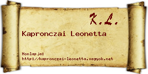 Kapronczai Leonetta névjegykártya