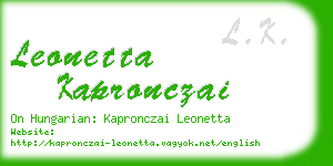 leonetta kapronczai business card